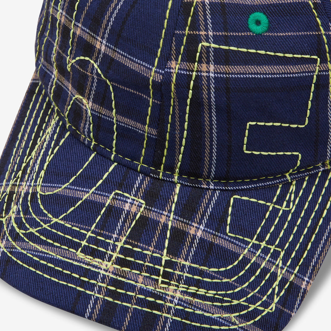 Vapor 6 Panel Hat Navy Plaid | Highlighter Headwear