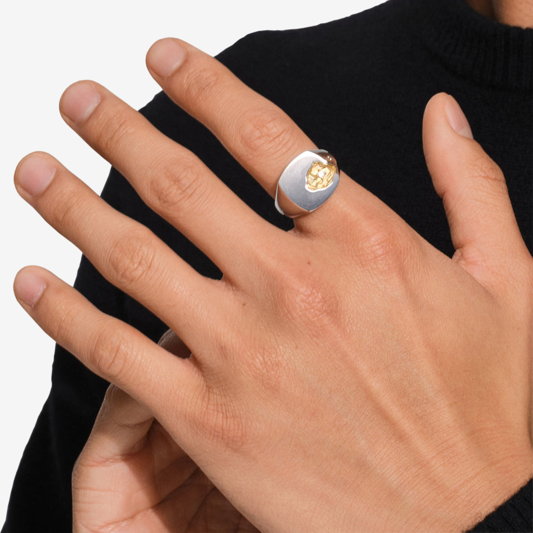 Mined Ring Large Diamond Silver | Gold Jewellery