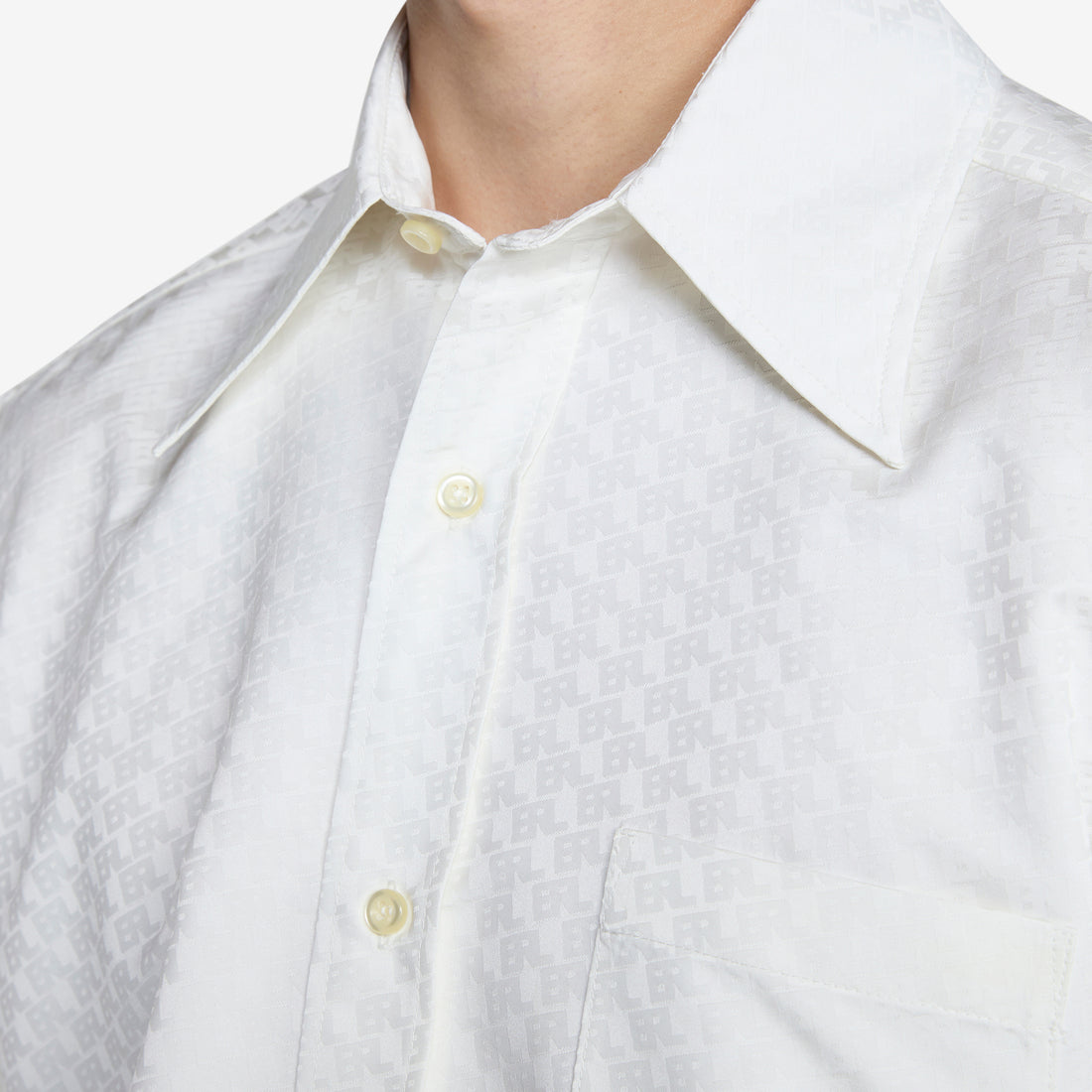Printed Button Up Shirt Natural White Tees