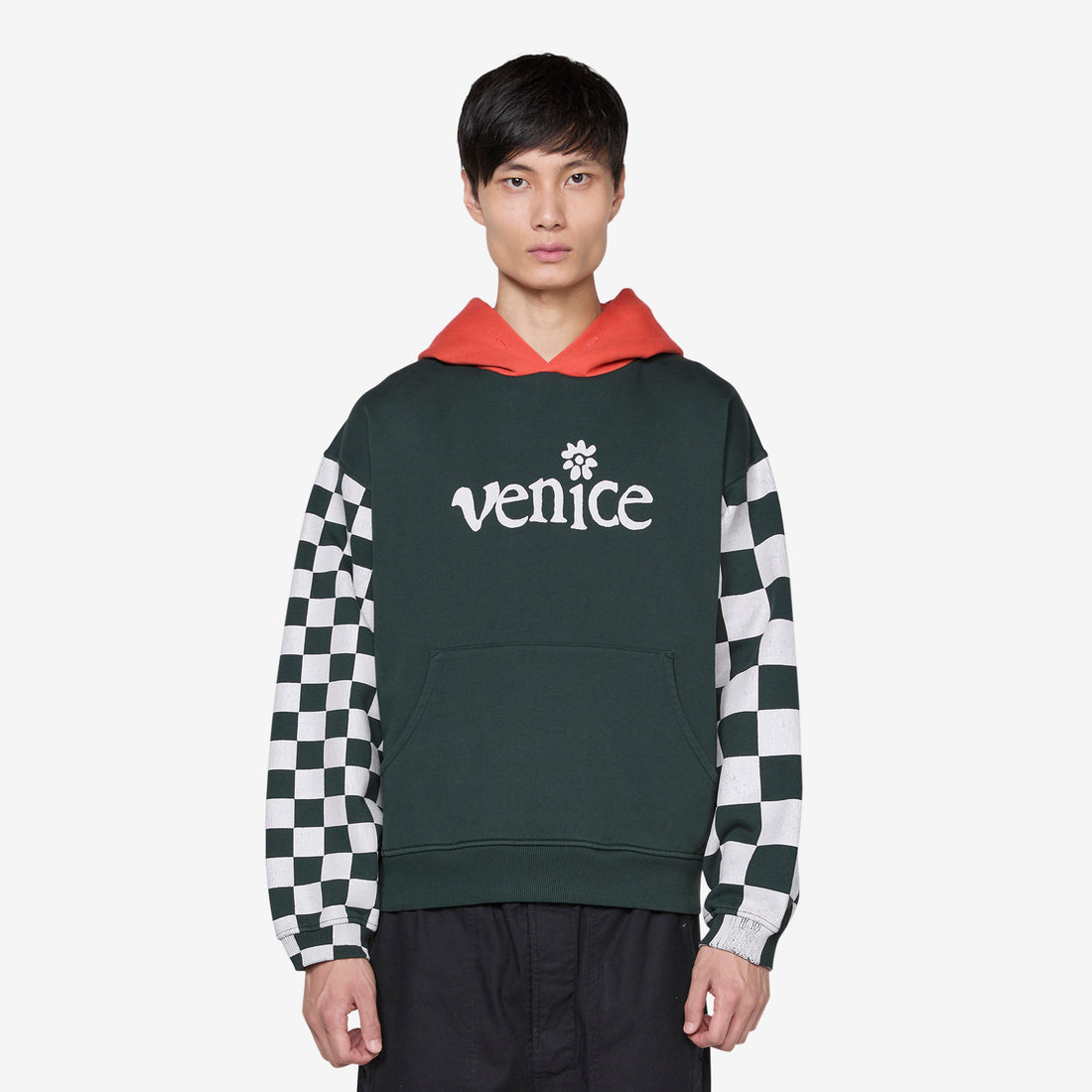 Venice Checker Sleeve Hoodie Black Jumpers