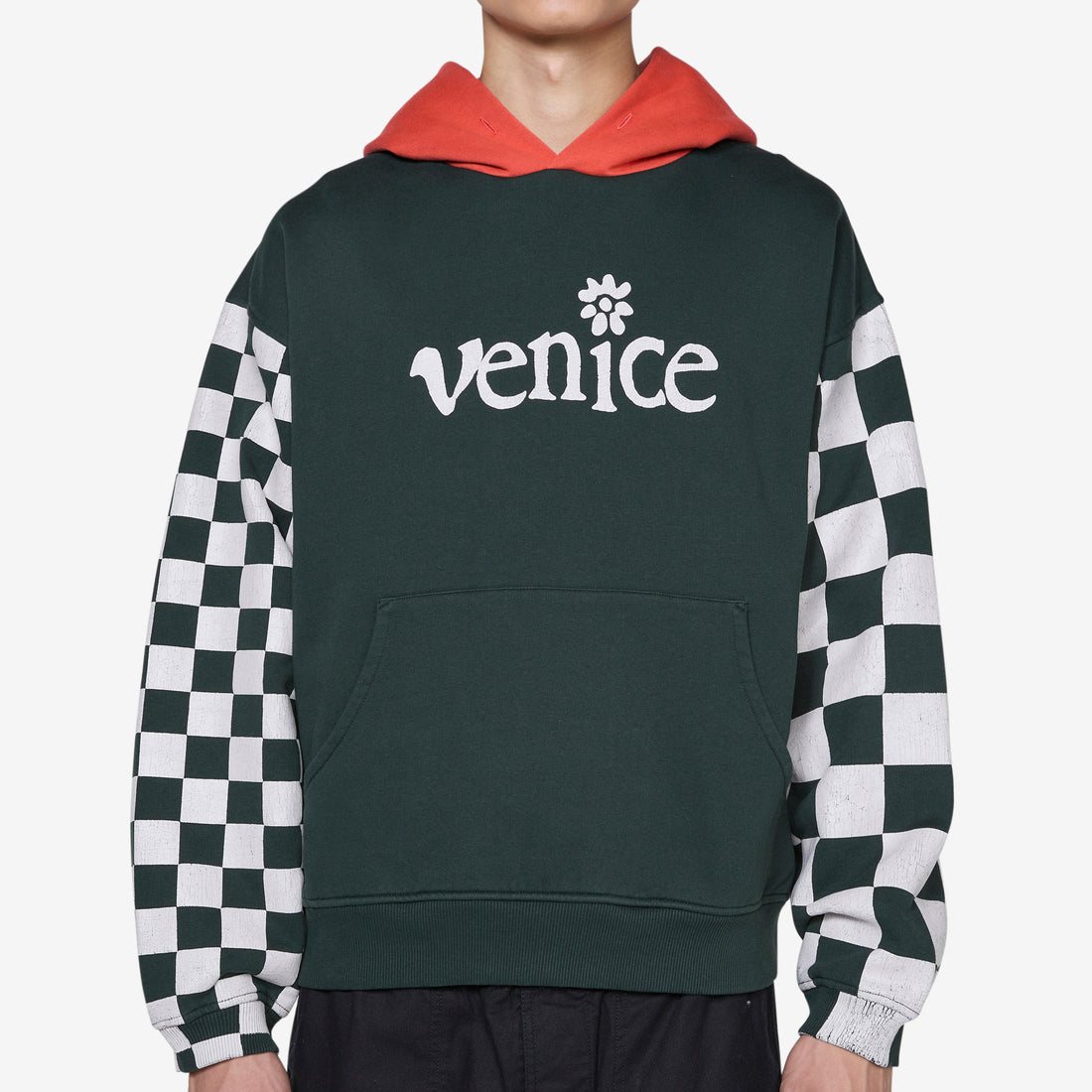Venice Checker Sleeve Hoodie Black Jumpers