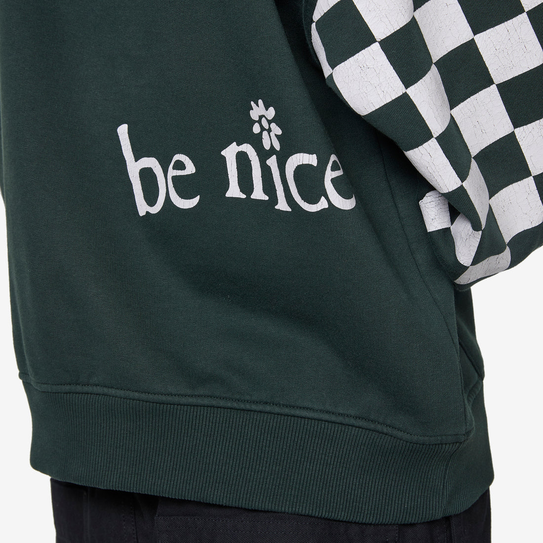 Venice Checker Sleeve Hoodie Black Jumpers