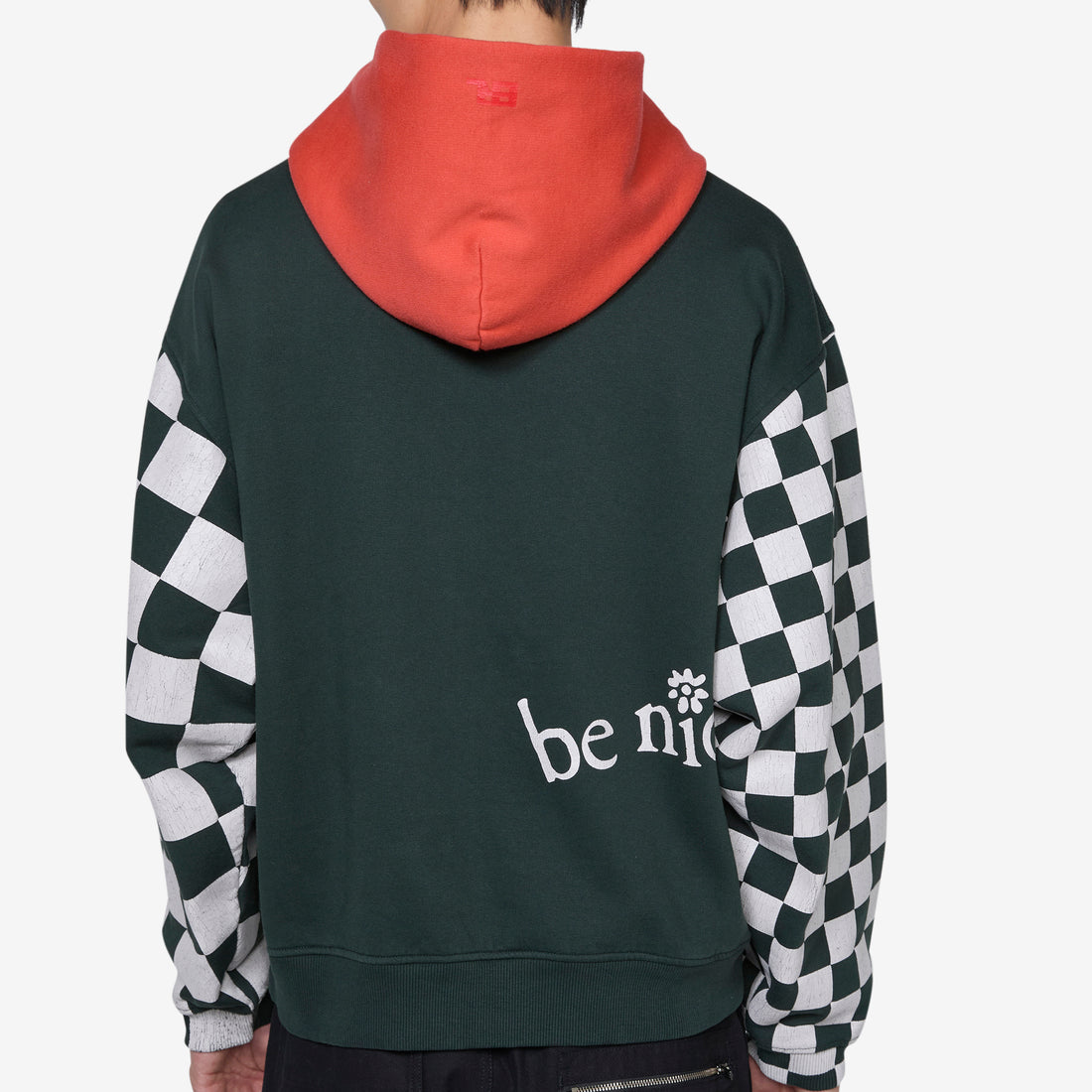 Venice Checker Sleeve Hoodie Black Jumpers