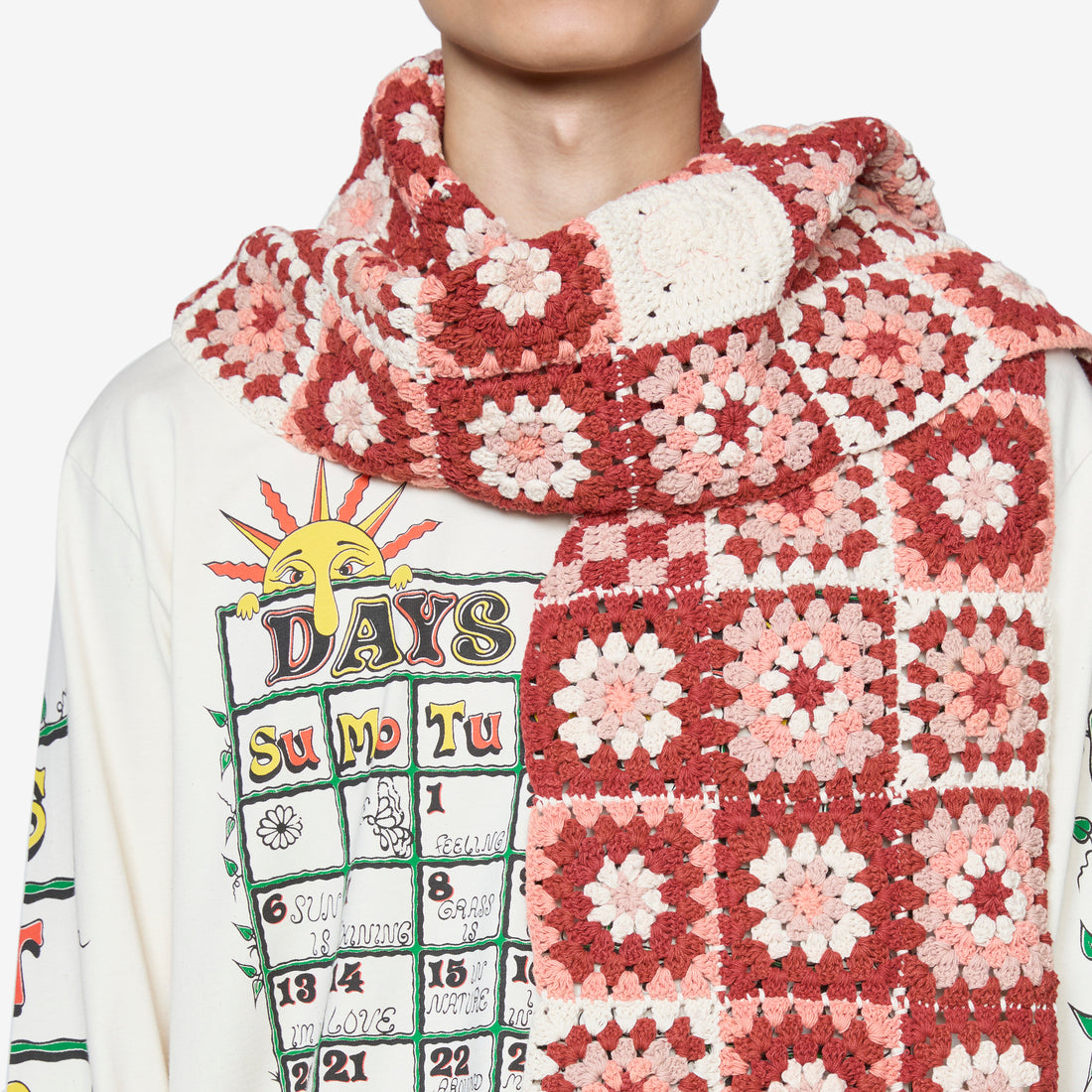 Piece Scarf Ecru Heart Accessories