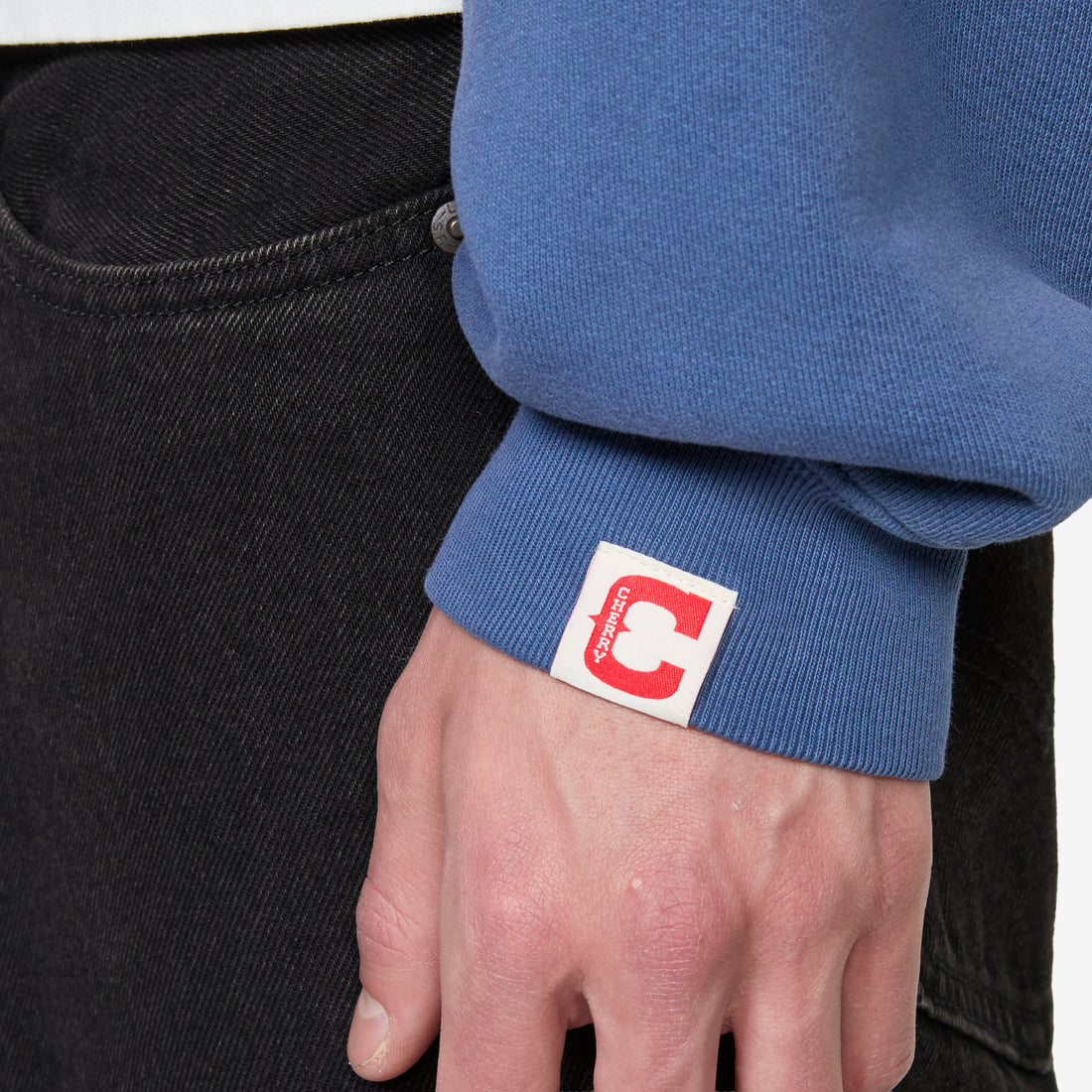 Applique Zip Up Crew Vintage Blue Jumpers