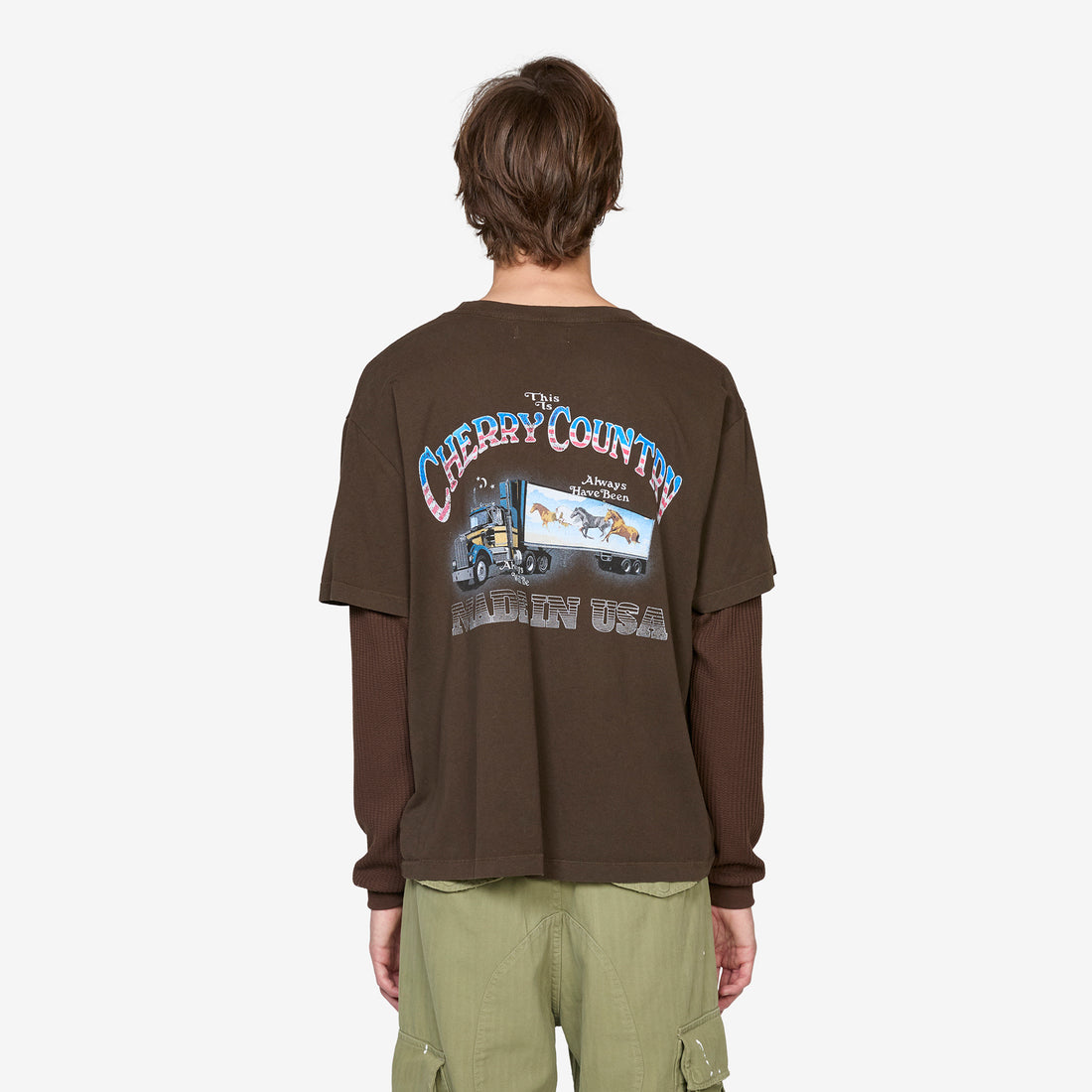 Country Road Boxy Pocket Longsleeve Thermal Chocolate Tees