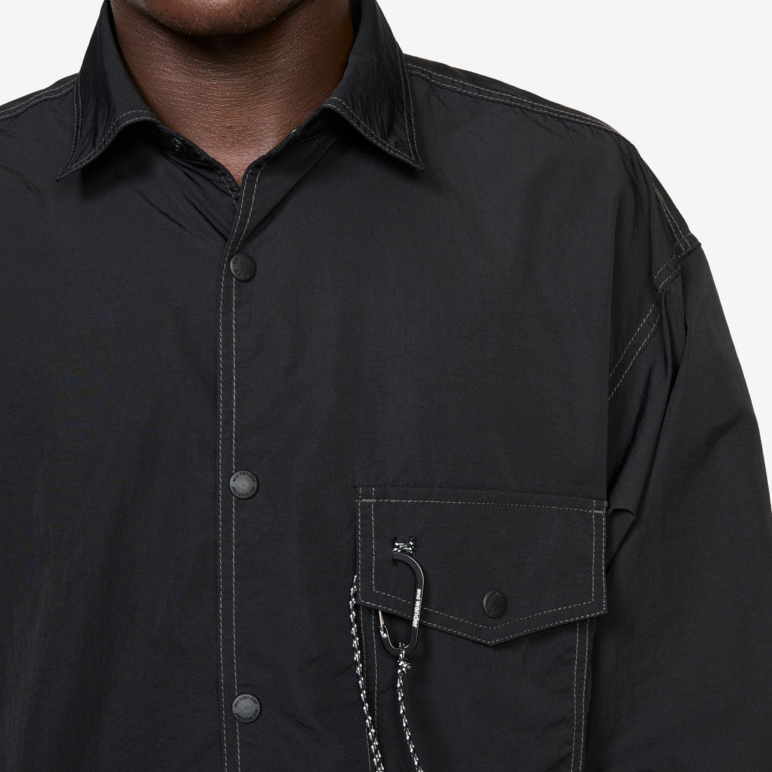 Crinkled Nylon Shirts Jacket Black Jackets