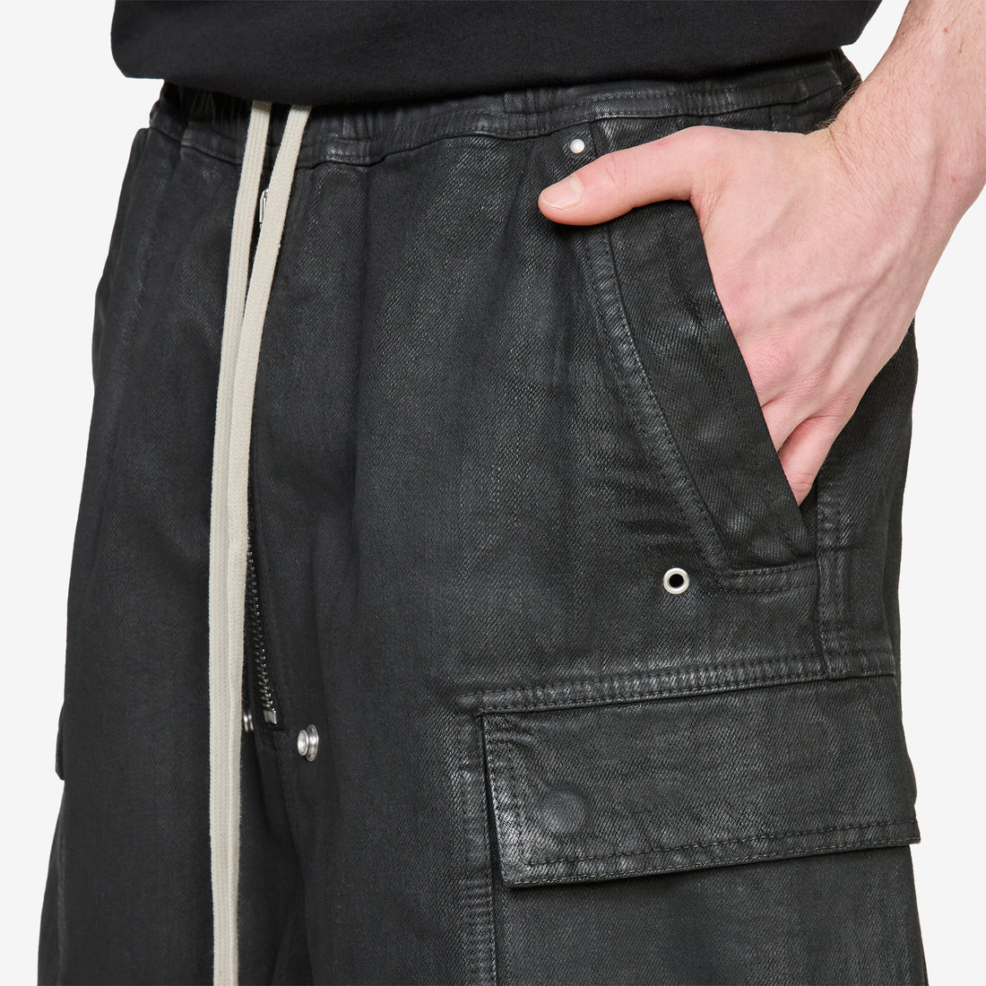 Cargobela Shorts 13oz Black Wax Denim Shorts