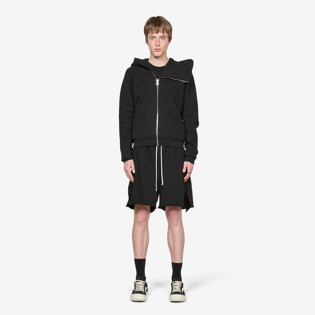 Long Boxers Butt Zip Black Compact Heavy Jersey Shorts