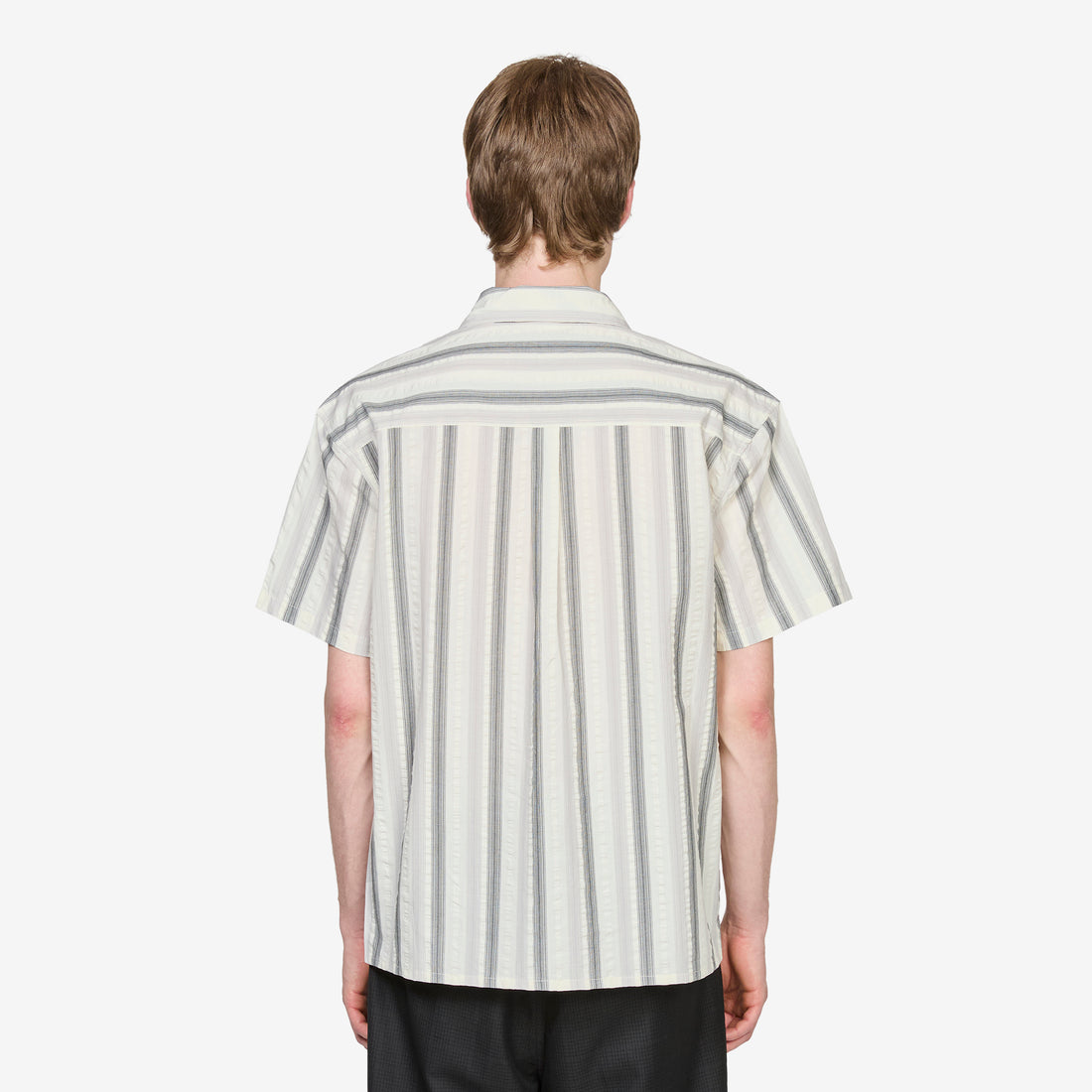 Hold Short Sleeve Shirt Grey | White Stripe Shirts
