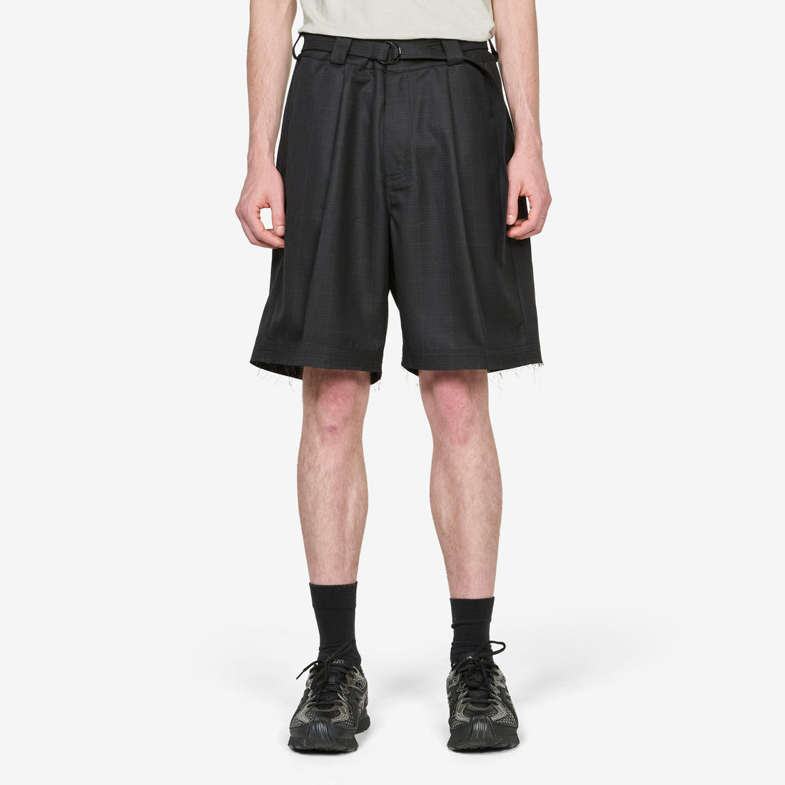 Cut Short Black Plaid Shorts