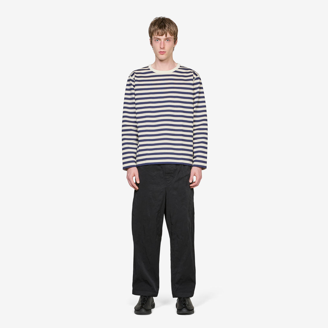 Longsleeve T-Shirt Natural | Navy Tees
