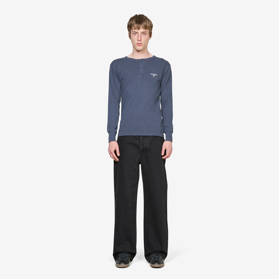 Rib Henley Longsleeve T-Shirt Pigment Navy Tees