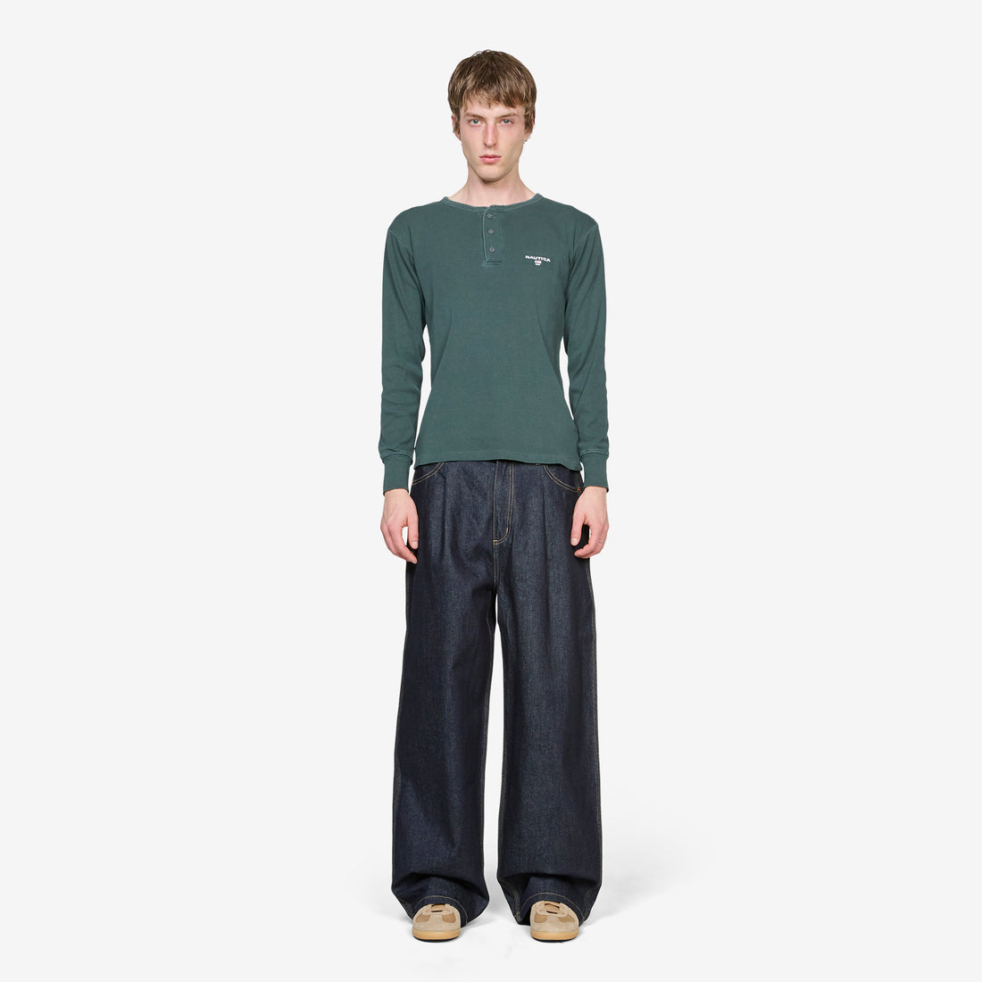 Rib Henley Longsleeve T-Shirt Pigment Olive Tees