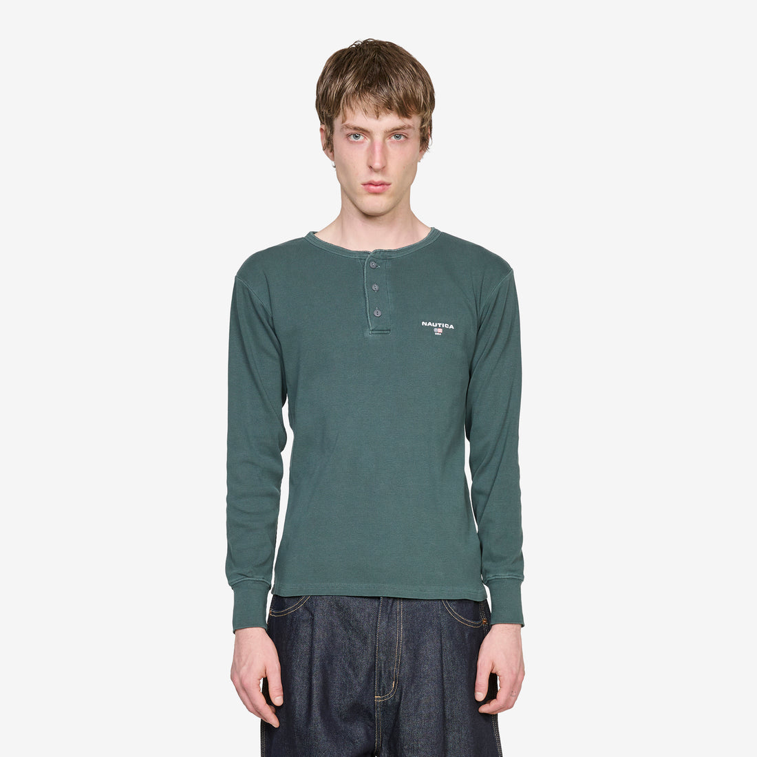 Rib Henley Longsleeve T-Shirt Pigment Olive Tees