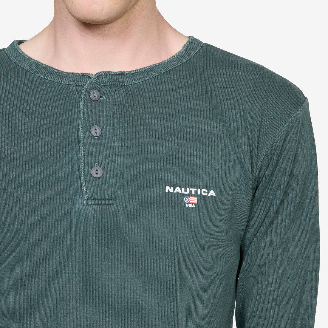 Rib Henley Longsleeve T-Shirt Pigment Olive Tees
