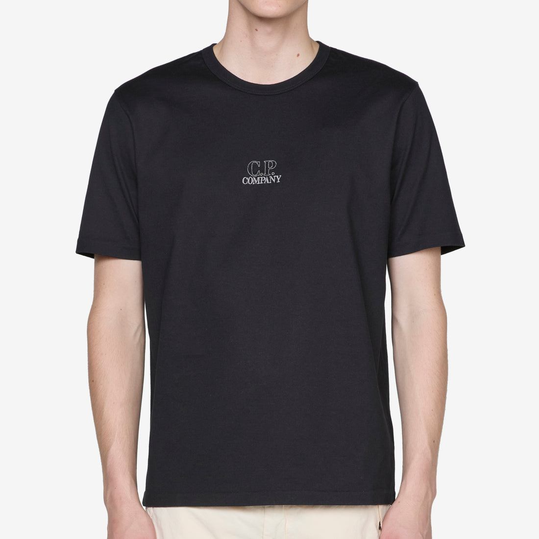 Mercerized 30/2 Jersey Twisted Logo Graphic T-Shirt Black Tees