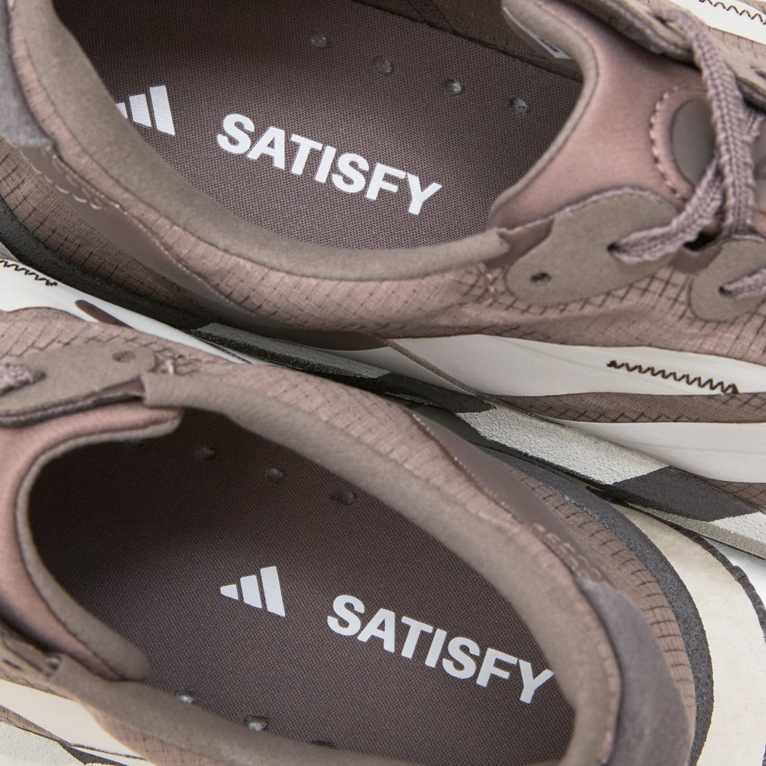 Satisfy x Adizero Adios Brown | Pearl Metallic | Charcoal Footwear