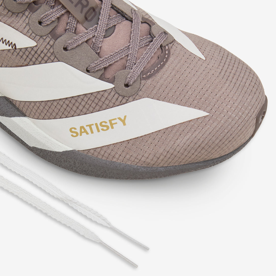 Satisfy x Adizero Adios Brown | Pearl Metallic | Charcoal Footwear