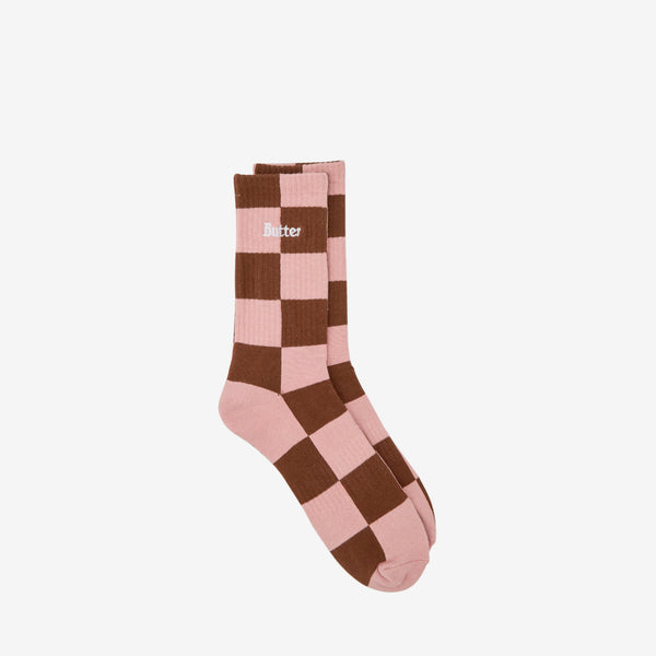 Checkered Socks Brown | Pink