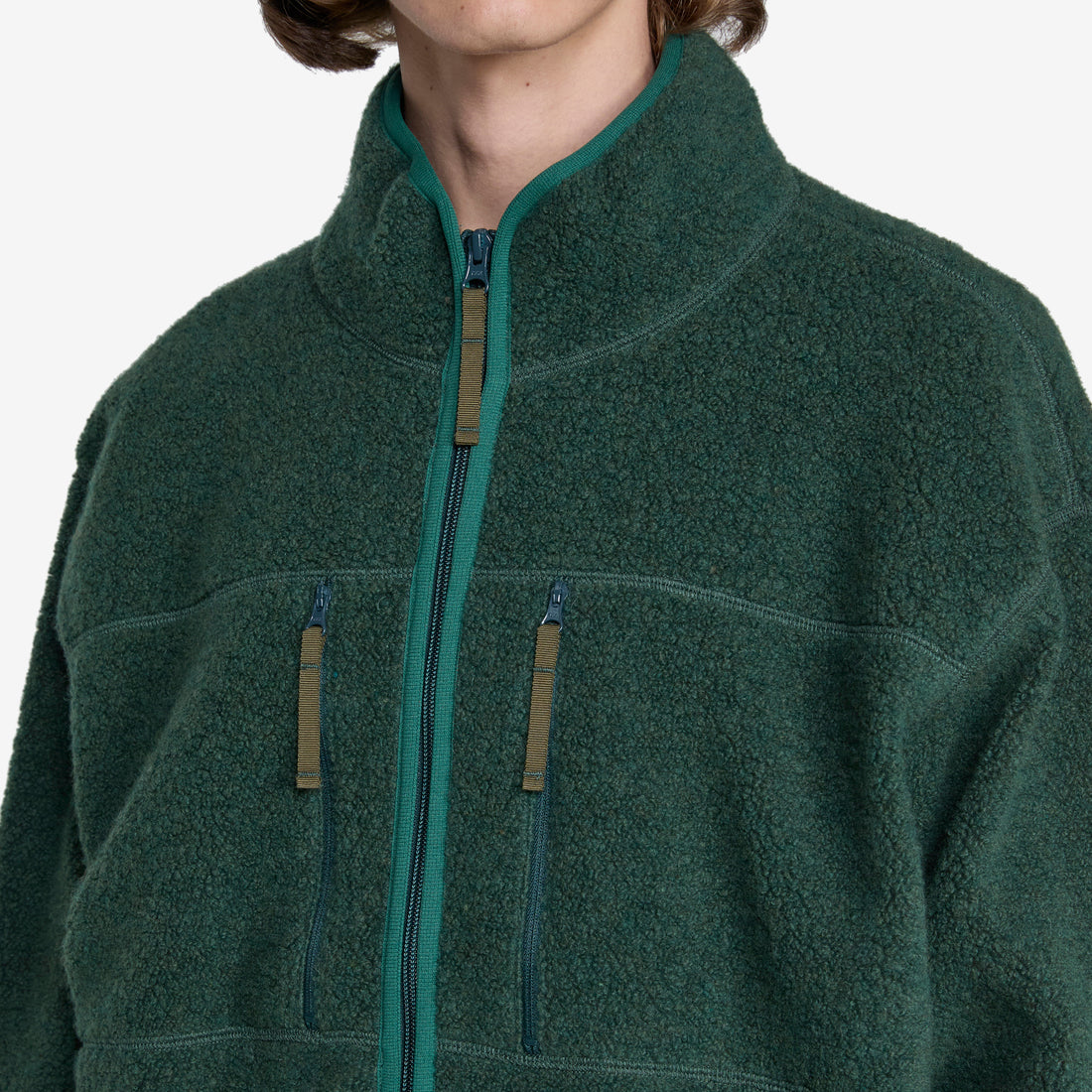 Antonio Wool Zip Up Green Jackets