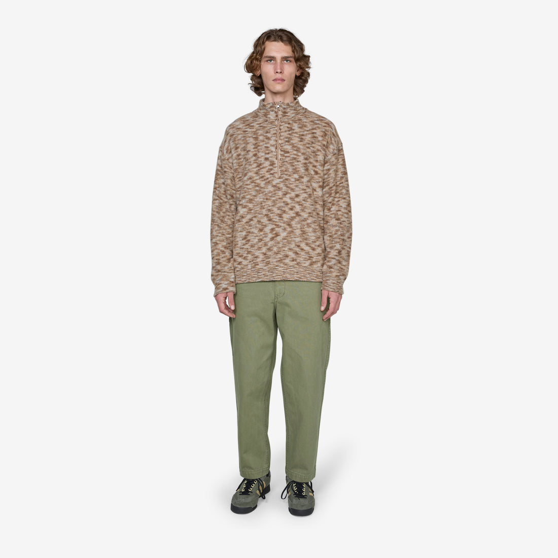 Kline Wool Half Zip Khaki Jumpers