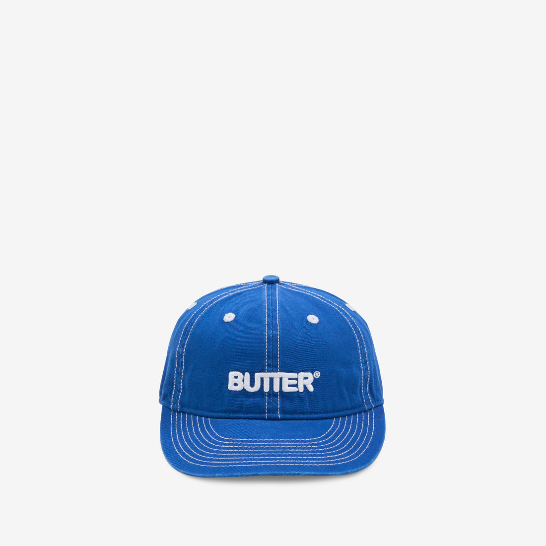 Rounded Logo 6 Panel Cap Washed Cobalt Headwear