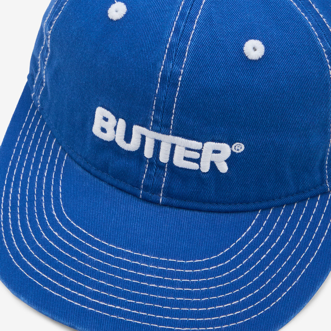 Rounded Logo 6 Panel Cap Washed Cobalt Headwear