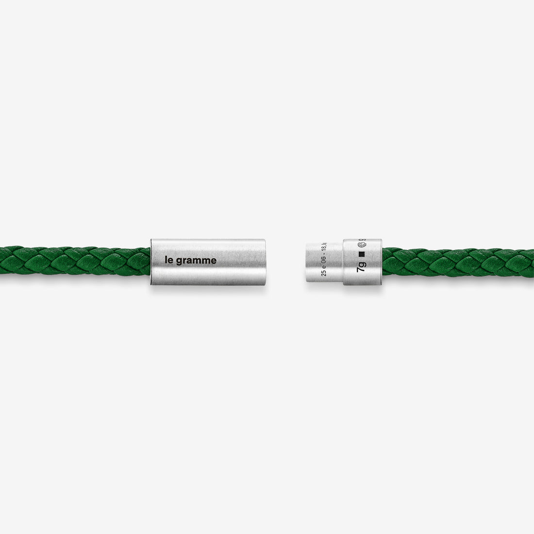 7g Brushed Sterling Silver & Green Leather Cable Bracelet Jewellery