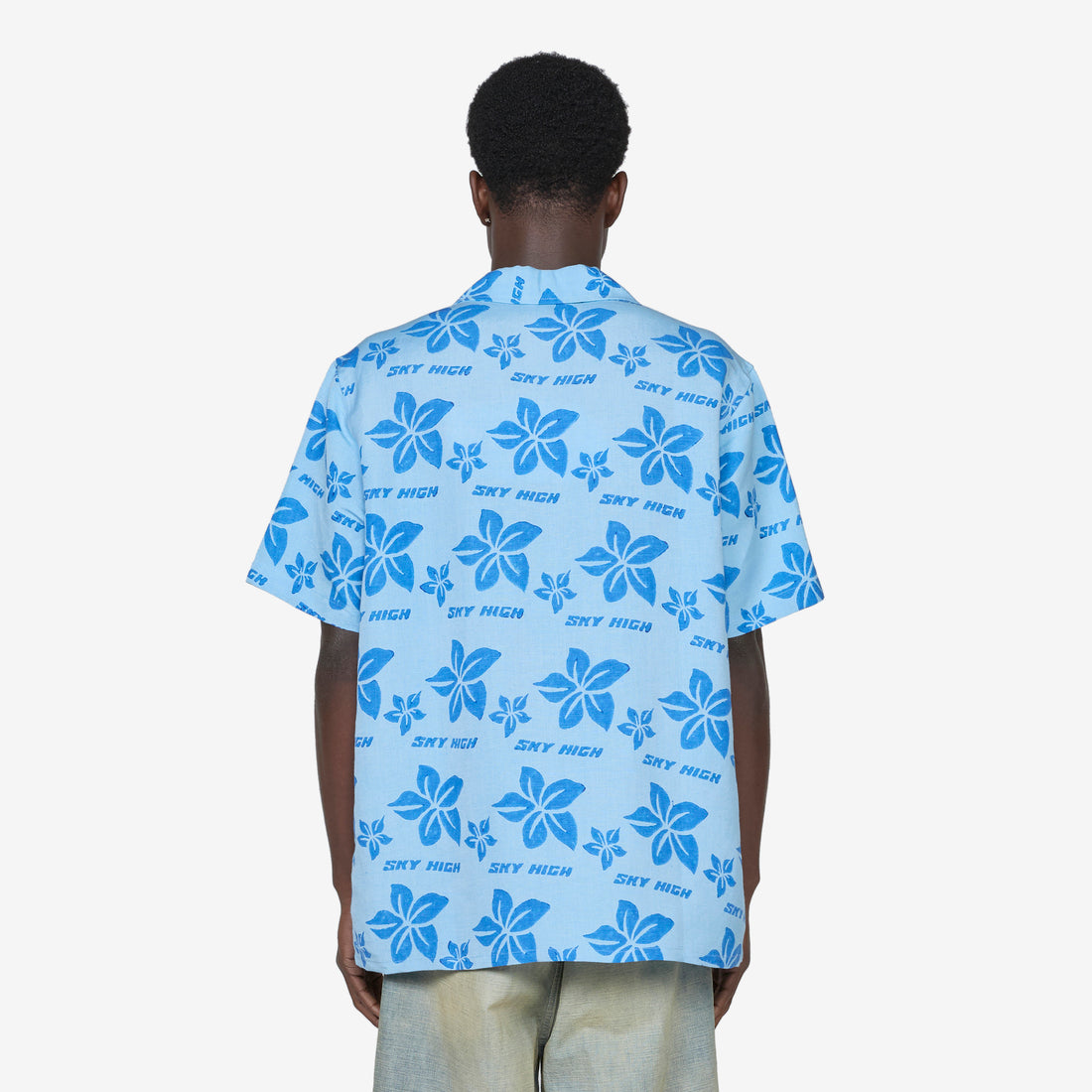 Hand Block Print Hawaiian Shirt Blue Shirts