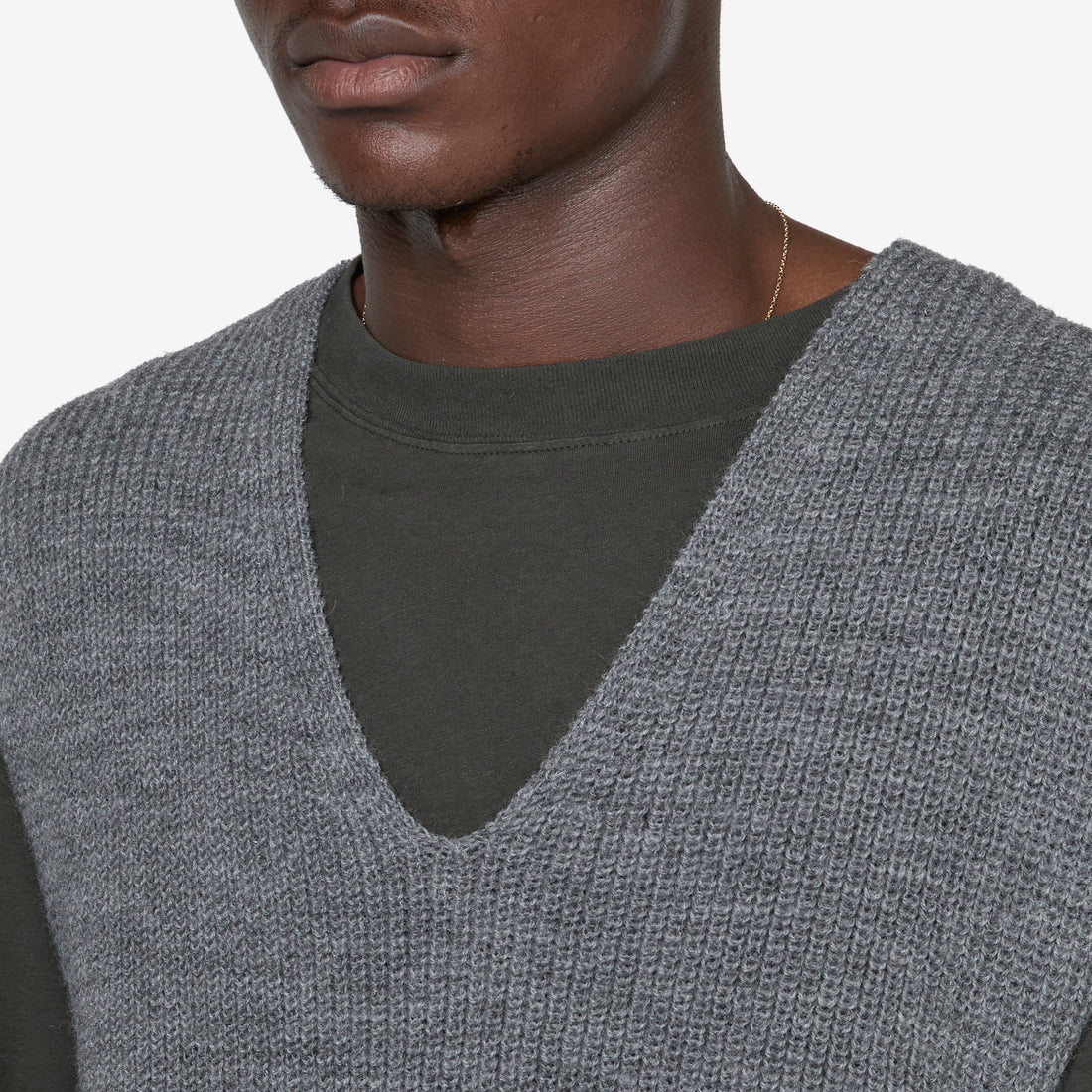 Chunky Ribbed Slipover Grey Jumpers