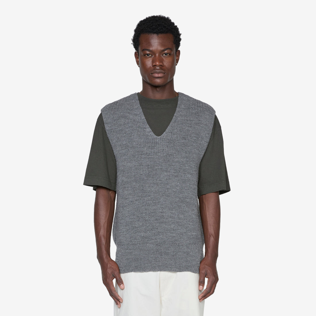 Chunky Ribbed Slipover Grey Jumpers