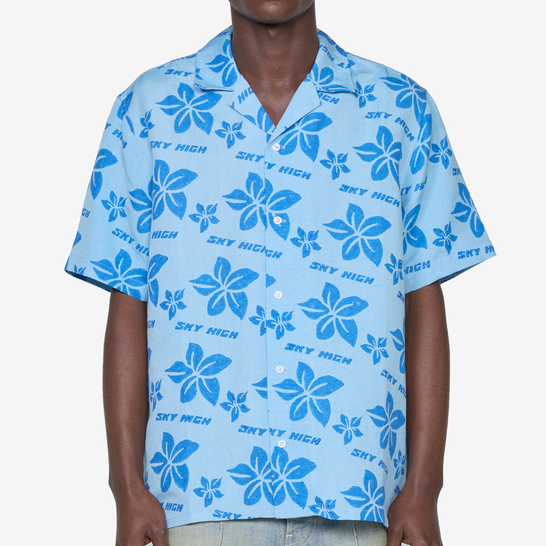Hand Block Print Hawaiian Shirt Blue Shirts
