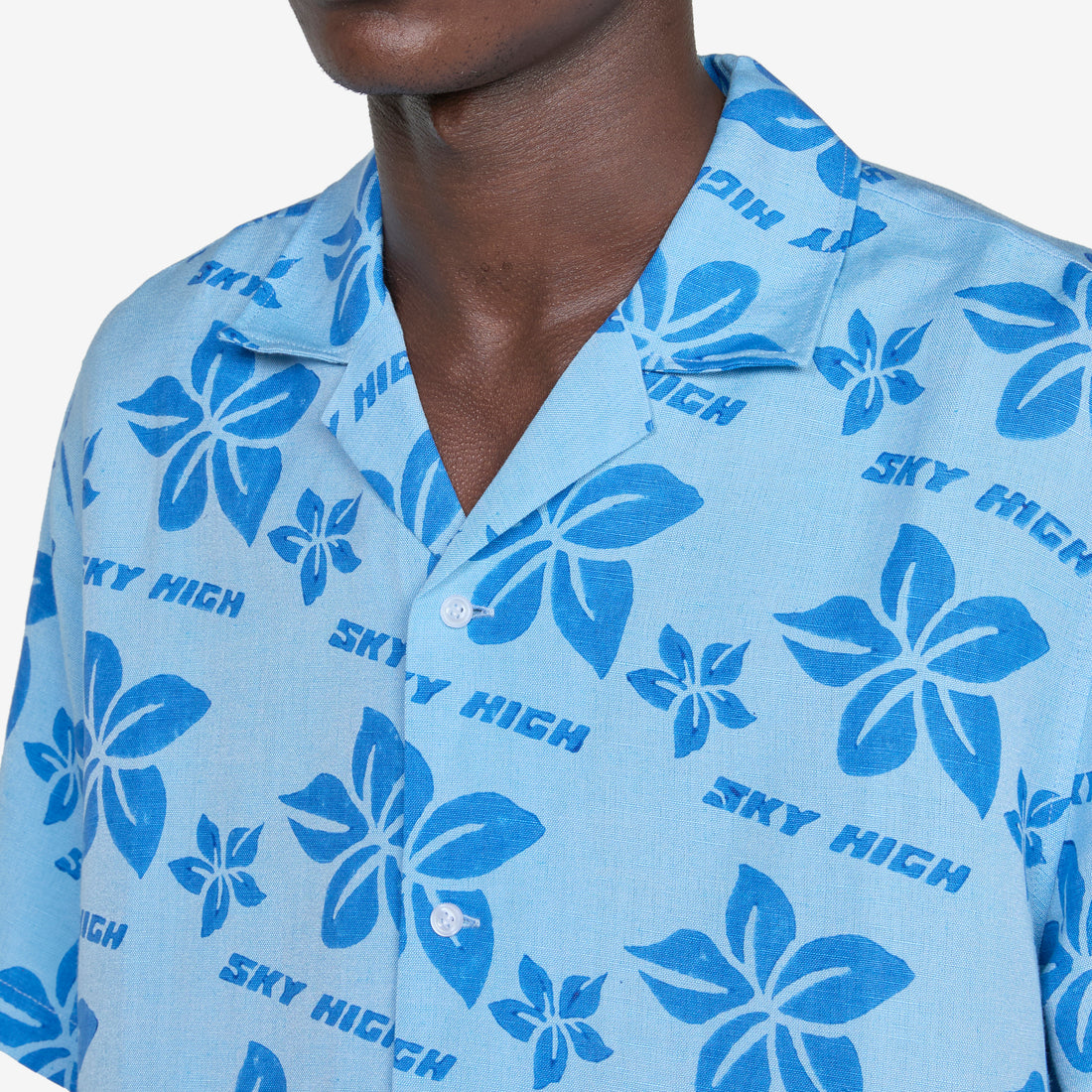 Hand Block Print Hawaiian Shirt Blue Shirts
