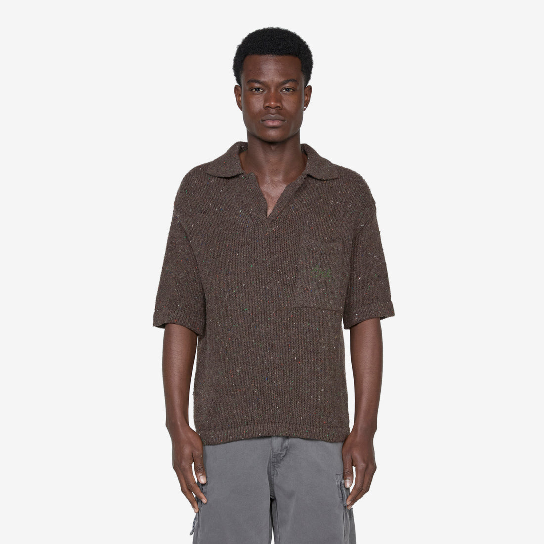 California Wool Knit Polo Dark Brown Shirts