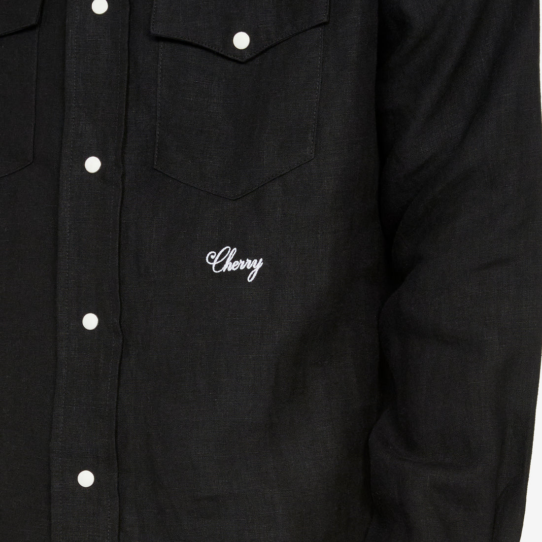 Washed Linen Western Shirt Black Shirts