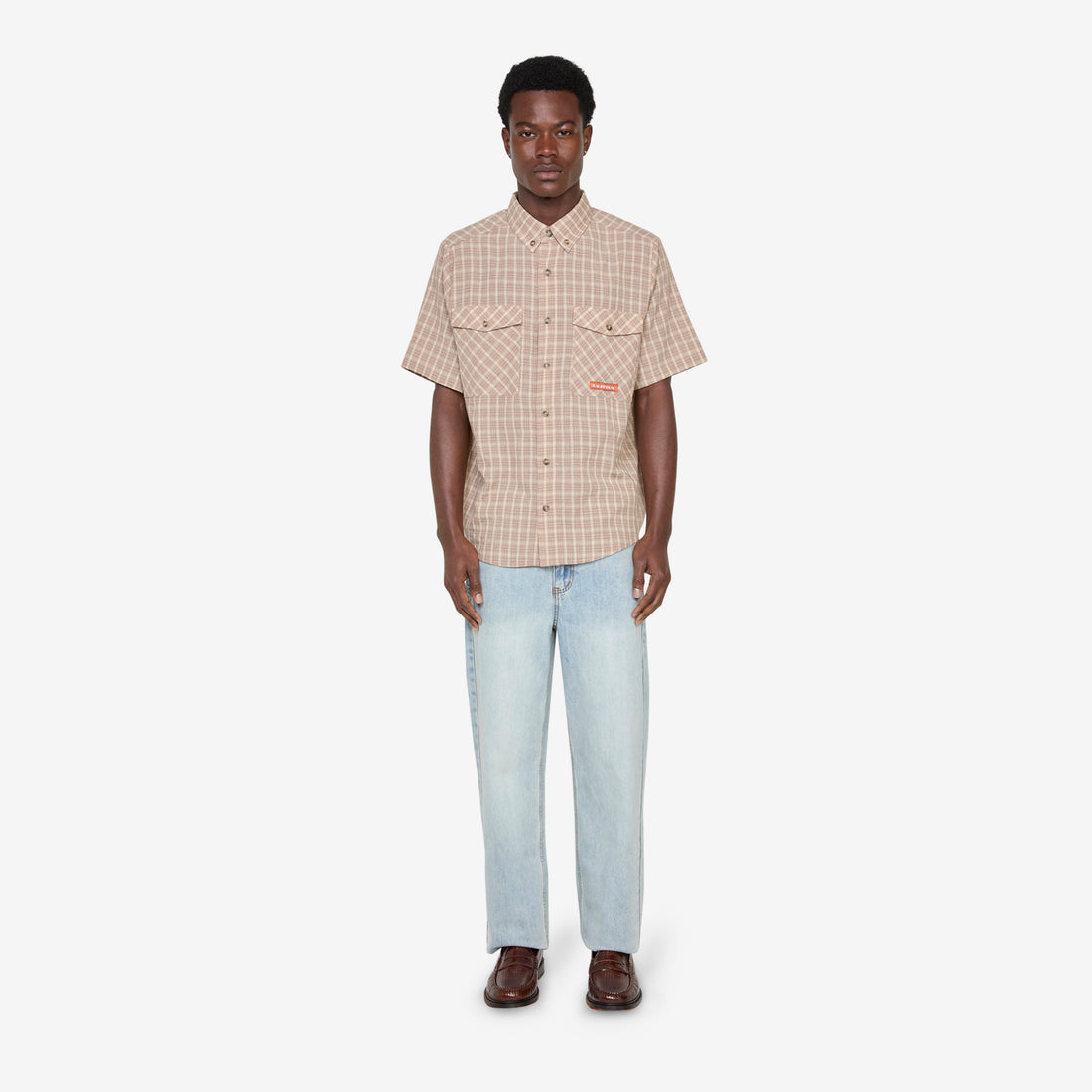 Straight Leg Denim Jeans Distressed Light Blue Pants