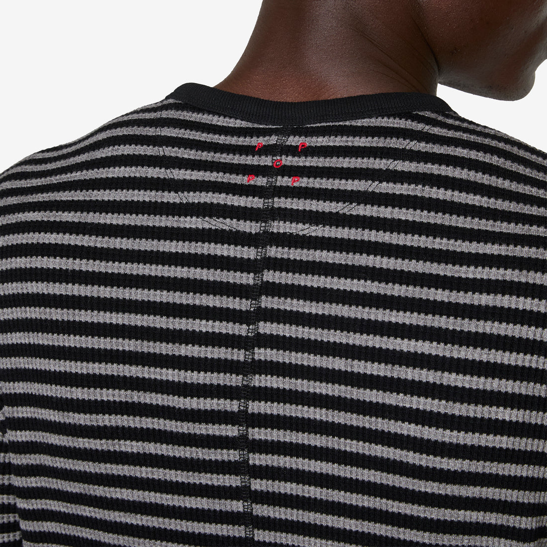 Striped Waffle Crewneck Grey | Black Jumpers