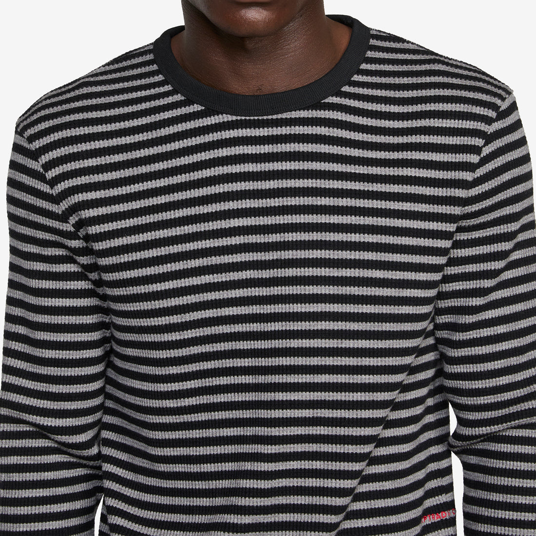 Striped Waffle Crewneck Grey | Black Jumpers