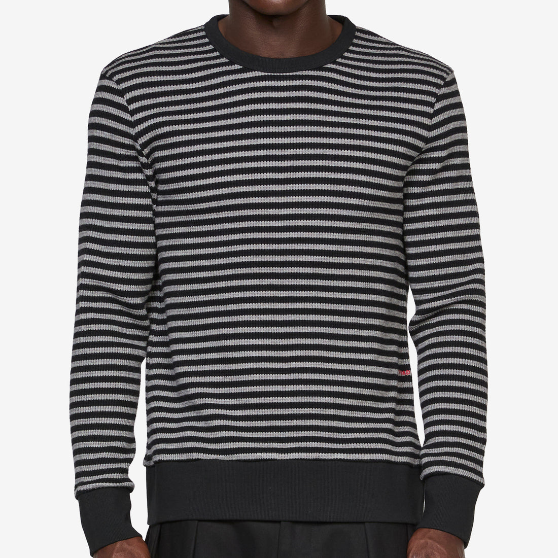 Striped Waffle Crewneck Grey | Black Jumpers