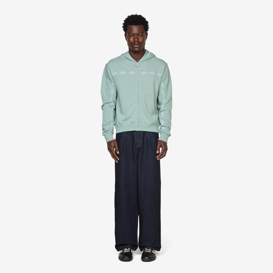 Umbro x Diamonds Zip Fitted Hoodie Sage Jumpers