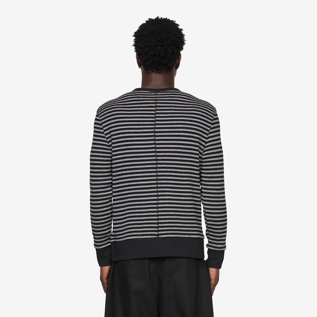 Striped Waffle Crewneck Grey | Black Jumpers