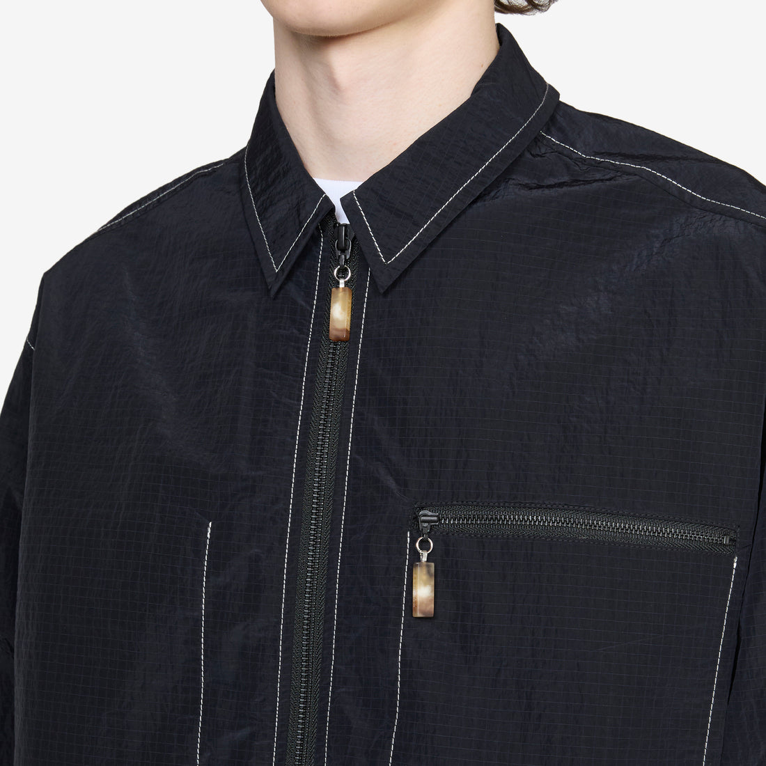 Derry Zip Front Shirt Jacket Black Shirts