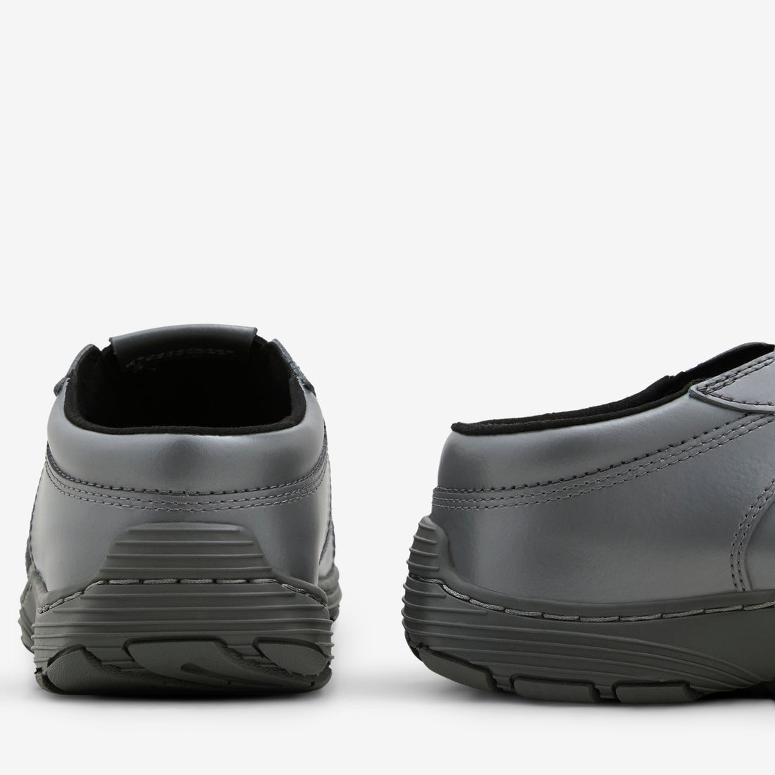Aurix Slip On Mule Gunmetal Satin Finish Leather Footwear