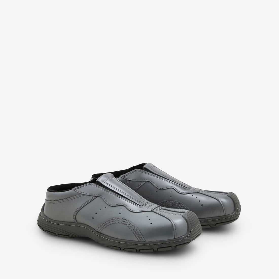 Aurix Slip On Mule Gunmetal Satin Finish Leather Footwear