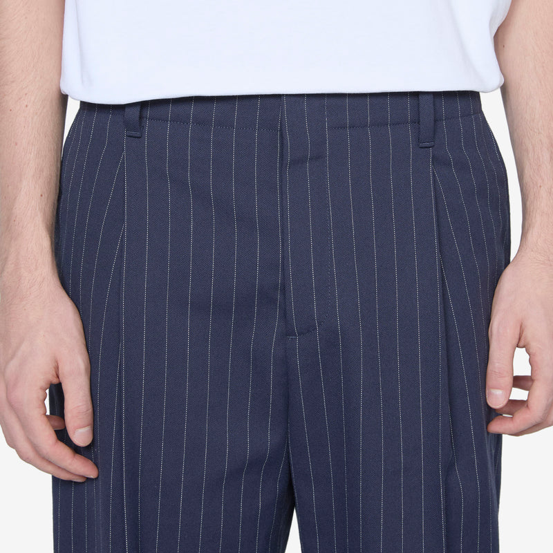 Tailored Pleated Pant Navy Stripes