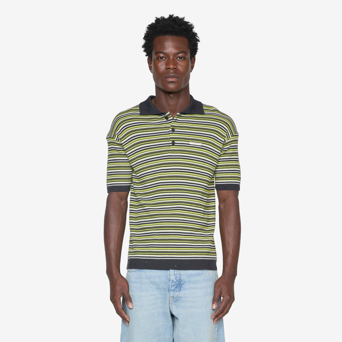 Stripe Polo Sweater Charcoal | Lime Shirts