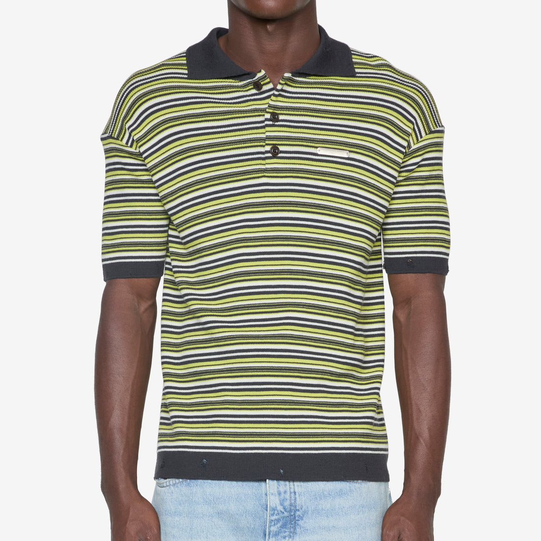 Stripe Polo Sweater Charcoal | Lime Shirts