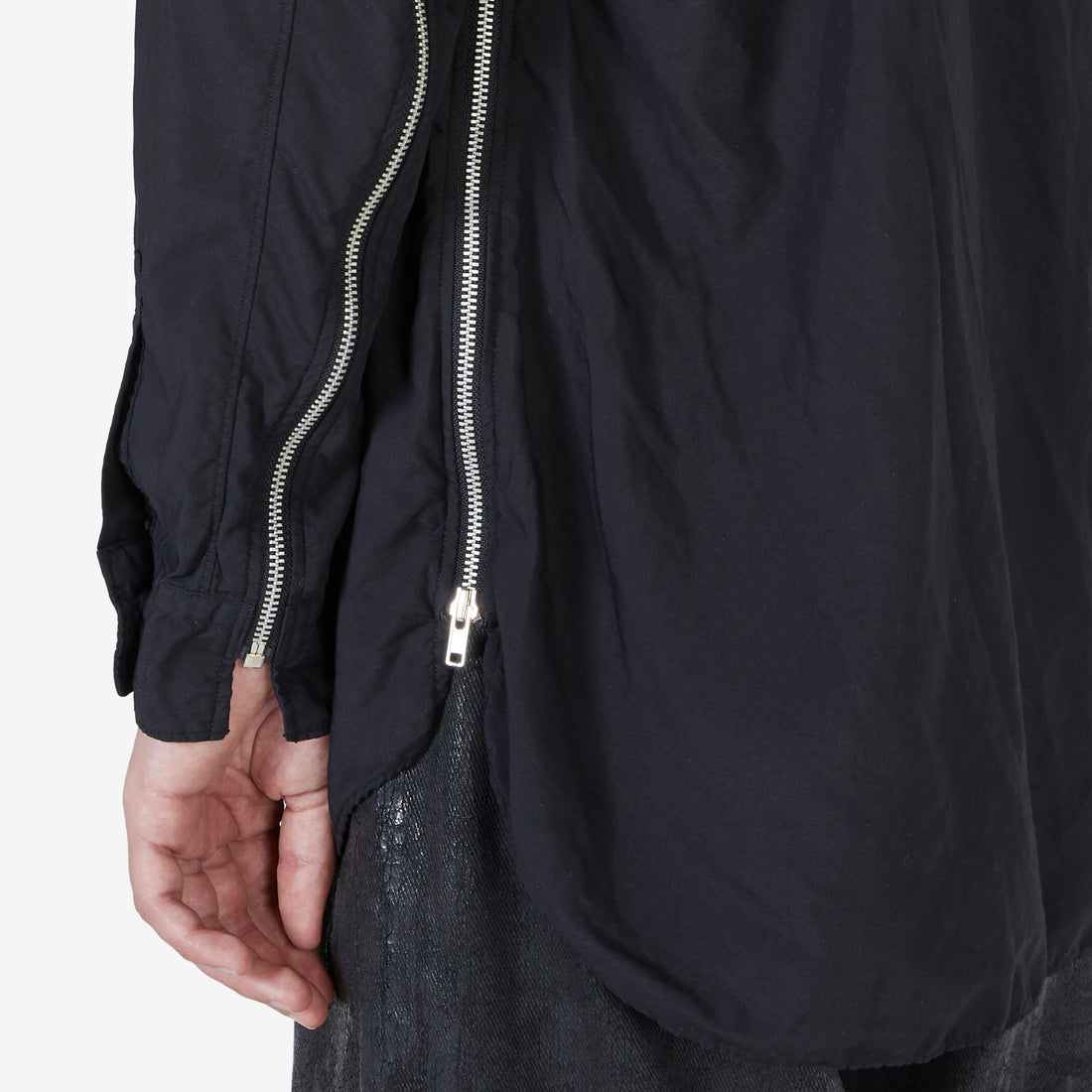 Woven Zipped Longsleeve Shirt Black Shirts