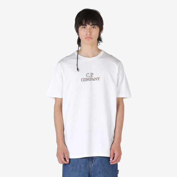Mercerized Jersey 30/2 Twisted Logo T-Shirt Gauze White